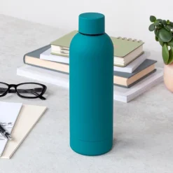 Rubber coated steel bottle 500ml - Petrol blue