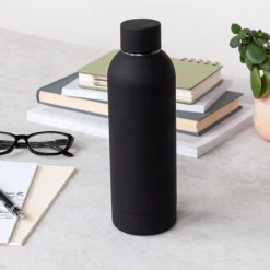 Rubber coated steel bottle 500ml - Black