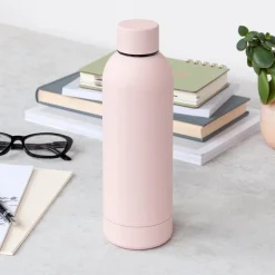 Rubber coated steel bottle 500ml - Light pink