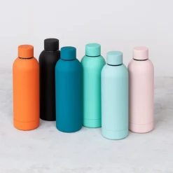 Rubber coated steel bottle 500ml - Petrol blue