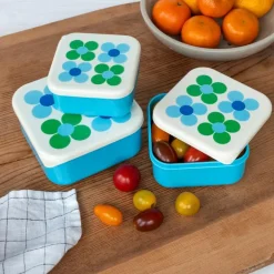Snack boxes (set of 3) - Blue and Green Daisy