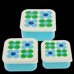 Snack boxes (set of 3) - Blue and Green Daisy