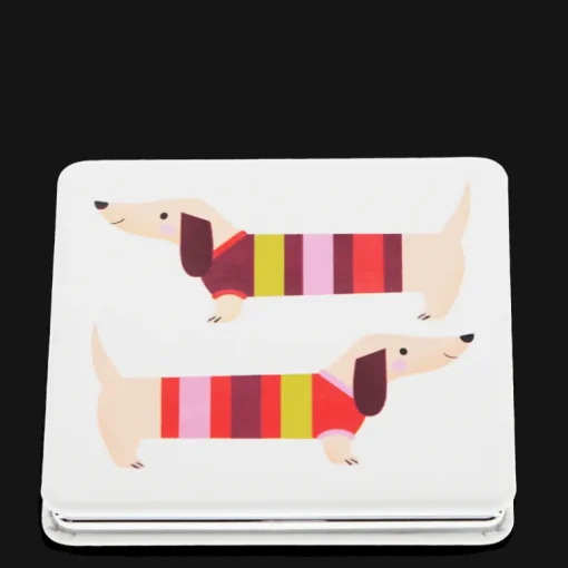 Square pocket mirror - Sausage Dog