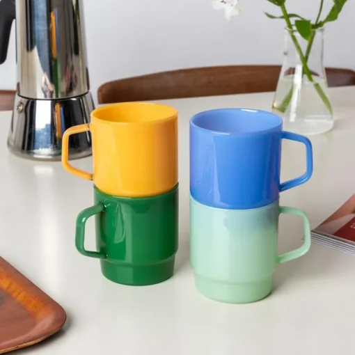 Stacking glass coffee cup 280ml - Mint green