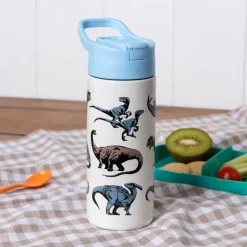 Stainless steel bottle with push button lid 500ml - Dinosaur
