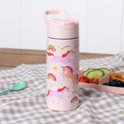Stainless steel bottle with push button lid 500ml - Unicorn
