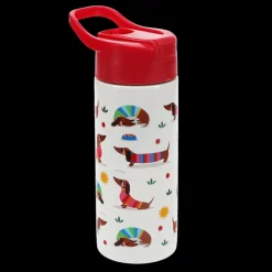 Stainless steel bottle with push button lid 500ml - Sunny Sausage Dog