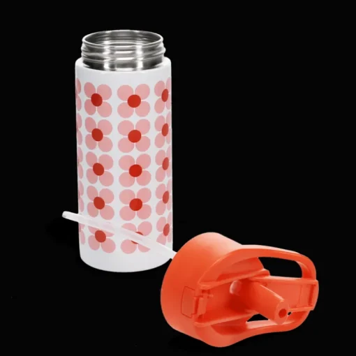 Stainless steel bottle with push button lid 500ml - Pink daisy