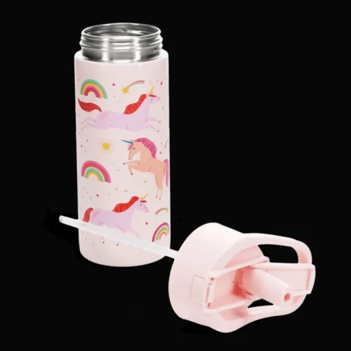 Stainless steel bottle with push button lid 500ml - Unicorn