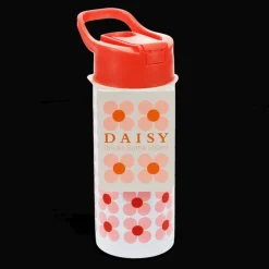 Stainless steel bottle with push button lid 500ml - Pink daisy