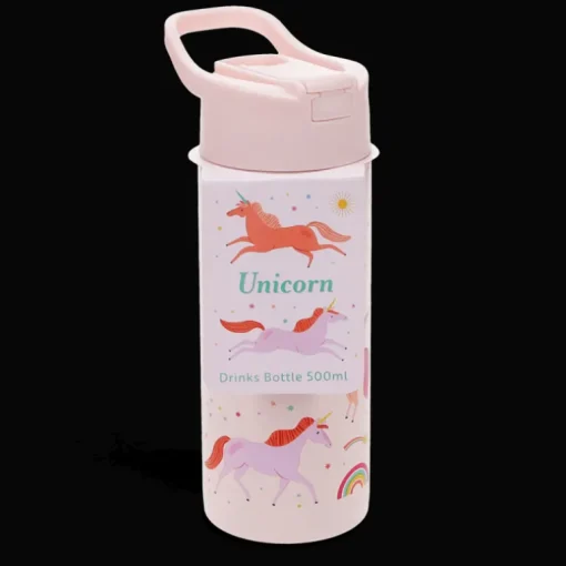 Stainless steel bottle with push button lid 500ml - Unicorn