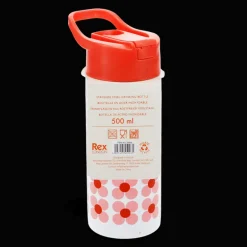 Stainless steel bottle with push button lid 500ml - Pink daisy
