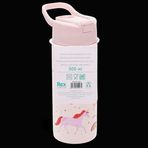 Stainless steel bottle with push button lid 500ml - Unicorn