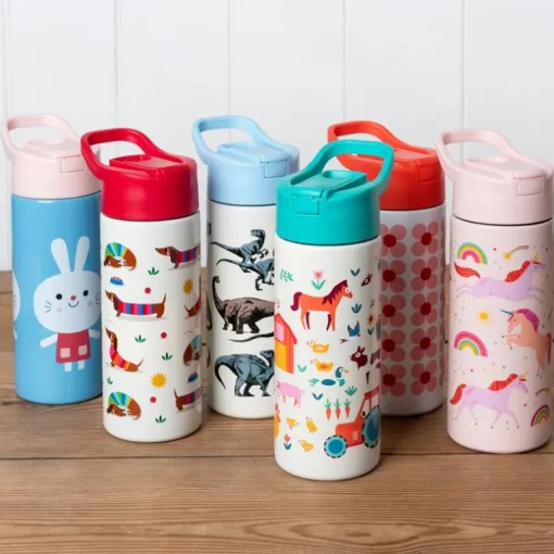 Stainless steel bottle with push button lid 500ml - Unicorn
