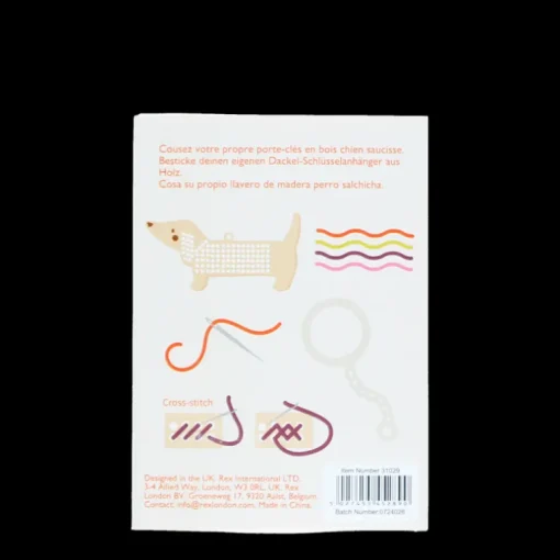 Stitch your own wooden keyring - Sausage Dog