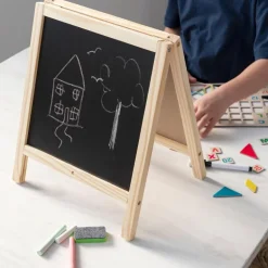Tabletop blackboard and whiteboard easel set