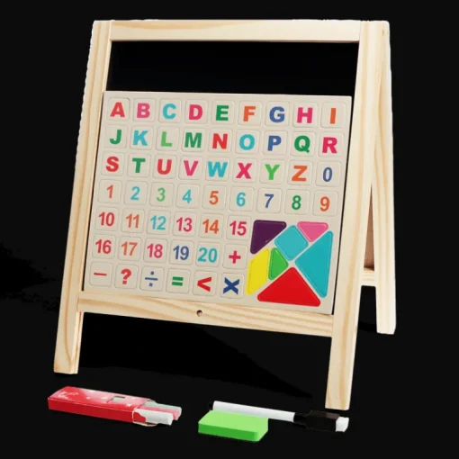 Tabletop blackboard and whiteboard easel set