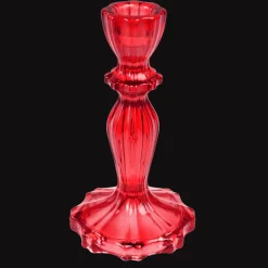 Tall glass candle holder - Red