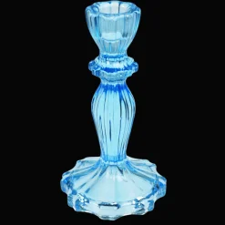 Tall glass candle holder - Blue