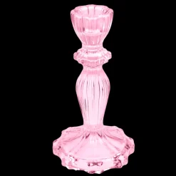 Tall glass candle holder - Pink