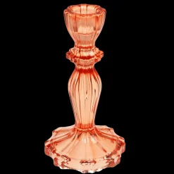 Tall glass candle holder - Orange