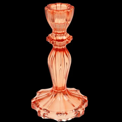 Tall glass candle holder - Orange