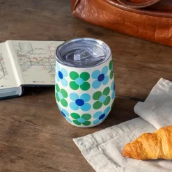 Travel cup 350ml - Blue and green Daisy