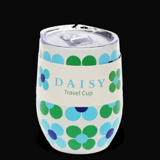 Travel cup 350ml - Blue and green Daisy