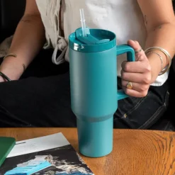 Travel tumbler with handle (1.2Ltr) - Petrol blue