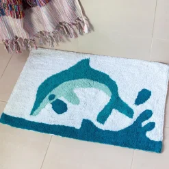 Tufted cotton bath mat - Dolphin