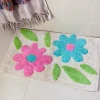 Tufted cotton bath mat - Green and pink flowers