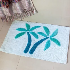 Tufted cotton bath mat - Palm trees