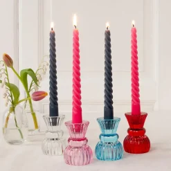 Twisted candles (pack of 4) - Dark grey and pink