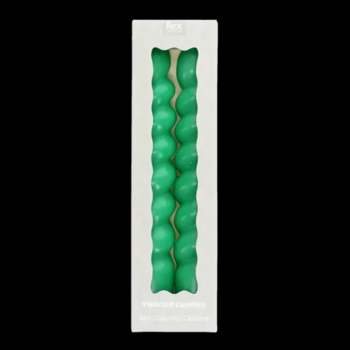 Twisted candles (pack of 2) - Dark green