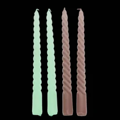 Twisted candles (pack of 4) - Mint green and taupe