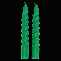 Twisted candles (pack of 2) - Dark green