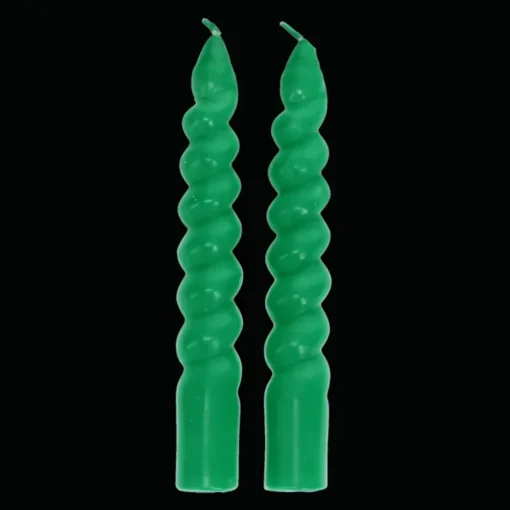 Twisted candles (pack of 2) - Dark green