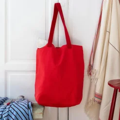 Two-tone cotton tote bag - Red