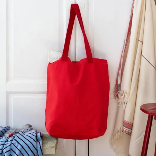 Two-tone cotton tote bag - Red