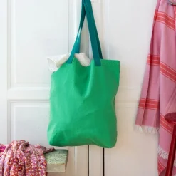 Two-tone cotton tote bag - Green