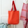Two-tone cotton tote bag - Coral