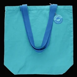 Two-tone cotton tote bag - Aqua blue
