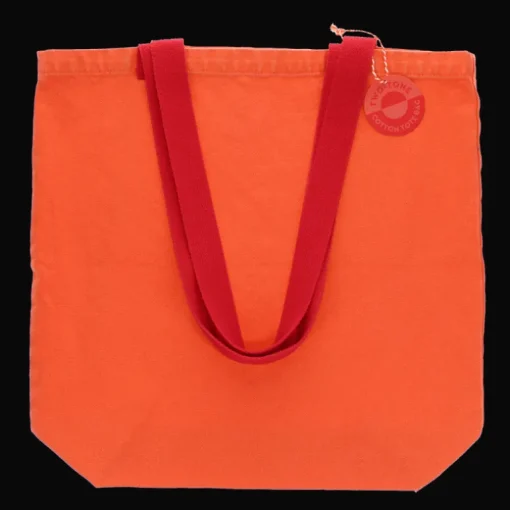 Two-tone cotton tote bag - Coral