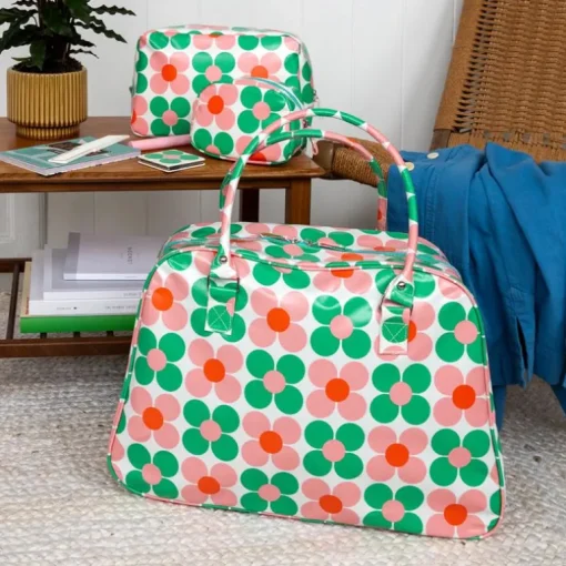 Weekend bag - Pink and green Daisy