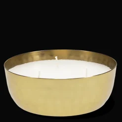 3-wick scented candle bowl - Gold tone hammered metal