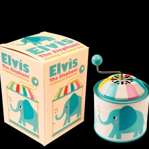 Winding tin music box - Elvis the Elephant