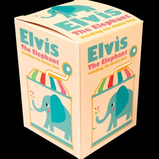 Winding tin music box - Elvis the Elephant