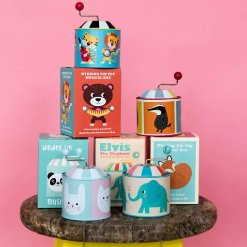 Winding tin music box - Elvis the Elephant