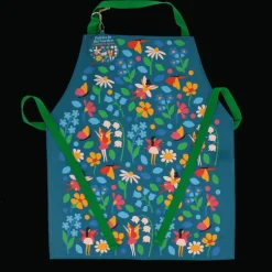 Wipeable cotton children's apron - Fairies in the Garden