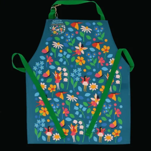 Wipeable cotton children's apron - Fairies in the Garden